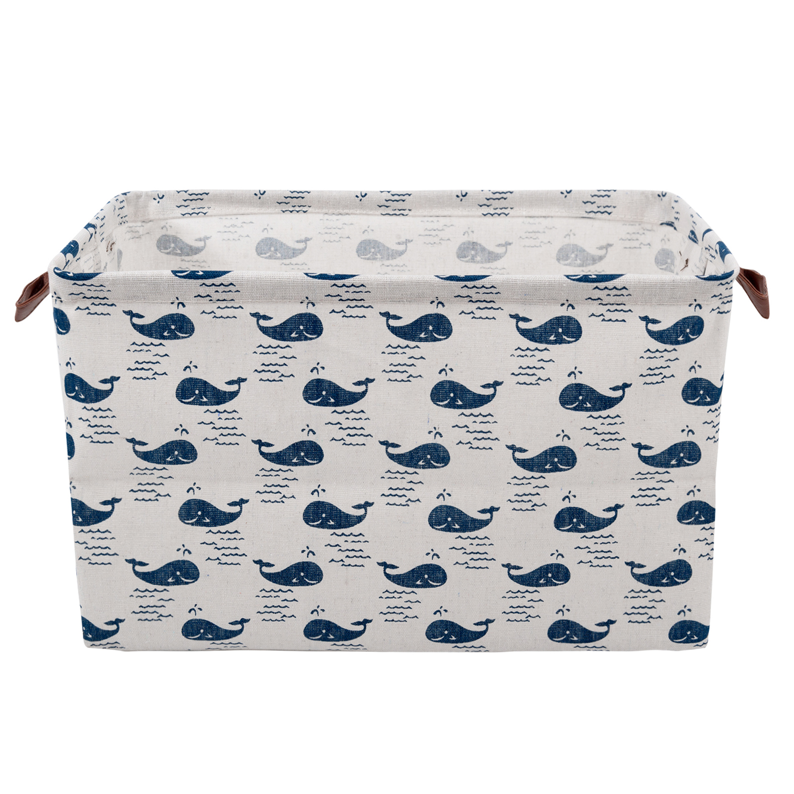 ALVABABY Collapsible Storage basket with Durable Handle, Rectangular Cotton Linen Waterproof Storage Bin (SN-F08)