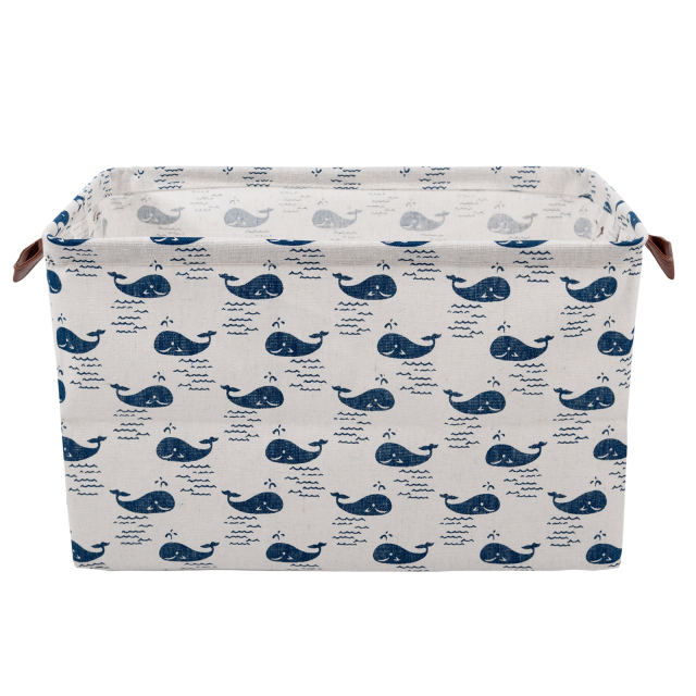 ALVABABY Collapsible Storage basket with Durable Handle, Rectangular Cotton Linen Waterproof Storage Bin (SN-F08)