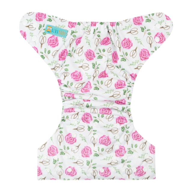 ALVABABY One Size Print Pocket Cloth Diaper-Flowers (H354A)
