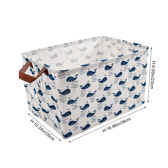 ALVABABY Collapsible Storage basket with Durable Handle, Rectangular Cotton Linen Waterproof Storage Bin (SN-F08)