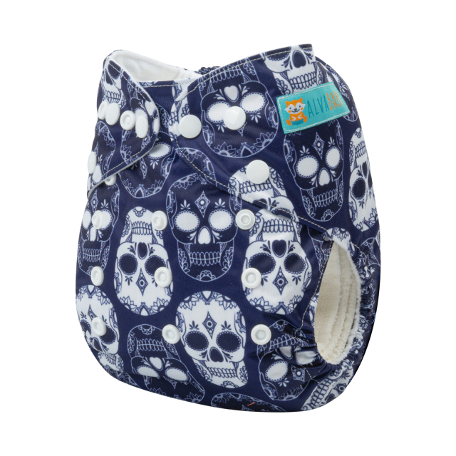 ALVABABY One Size Print Pocket Cloth Diaper-Skull (H332A)