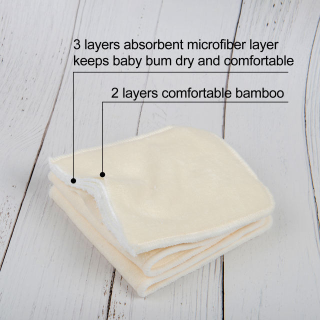 6PCS One Size 5-layer Bamboo&amp;Microfiber Insert -(6FMBA)