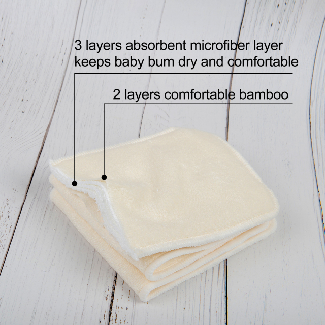 6PCS One Size 5-layer Bamboo&amp;Microfiber Insert -(6FMBA)