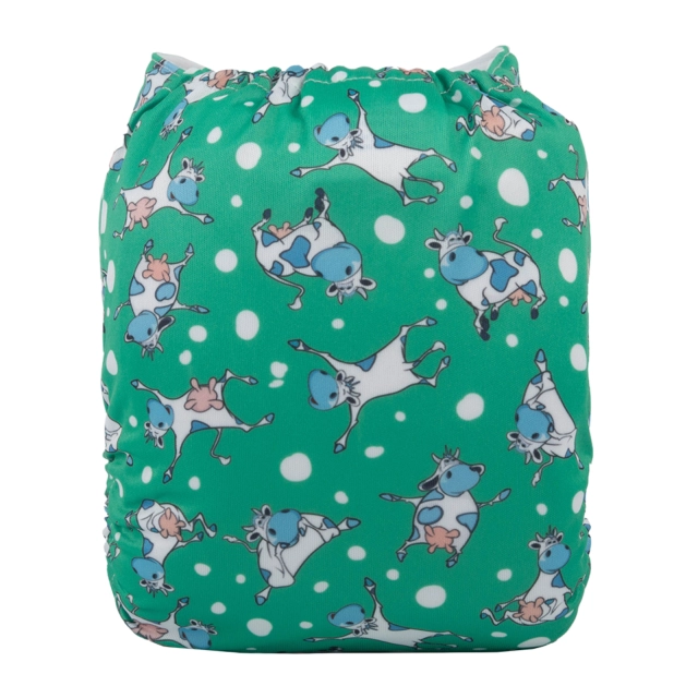 ALVABABY One Size Print Pocket Cloth Diaper-Cow (H371A)