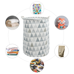 ALVABABY Collapsible Storage basket with Durable Handle, Round Cotton Linen Waterproof Storage Bin (SN-Y03)