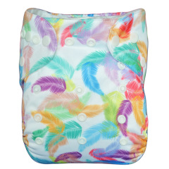 ALVABABY One Size Print Pocket Cloth Diaper-Colored feathers (YA75A)