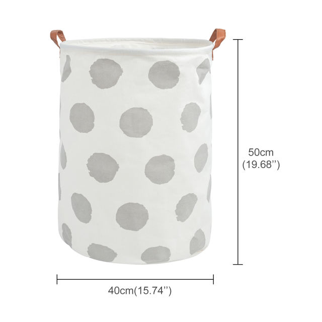 ALVABABY Collapsible Storage basket with Durable Handle, Round Cotton Linen Waterproof Storage Bin (SN-Y02)