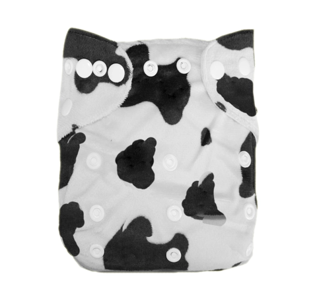 ALVABABY One Size Minky Pocket Cloth Diaper -Dairy Cow(A10A)