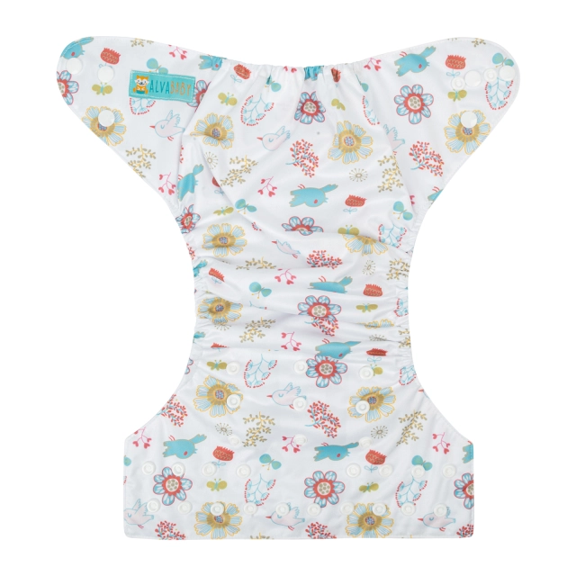 ALVABABY One Size Print Pocket Cloth Diaper-Birds and flowers (H341A)
