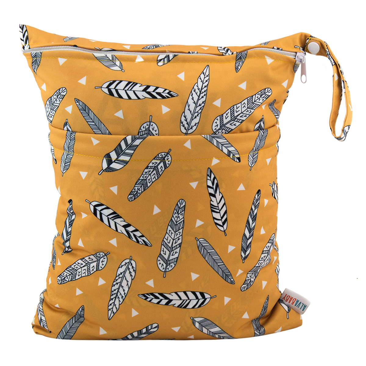 ALVABABY Diaper Wet/Dry Bag Waterproof Reusable with Two Zippered Pockets for Cloth Diapers, Swimsuits, Travel, and Gym (L-H006A)