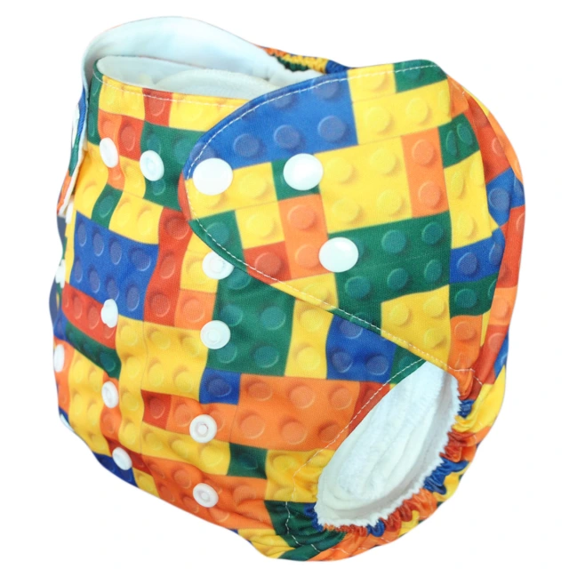 ALVABABY One Size Print Pocket Cloth Diaper -Block(YA39A)