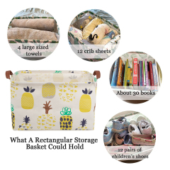 ALVABABY Collapsible Storage basket with Durable Handle, Rectangular Cotton Linen Waterproof Storage Bin (SN-F07)