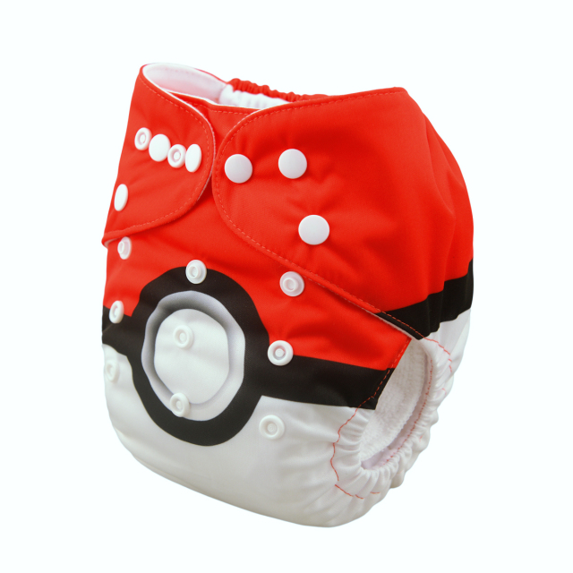 ALVABABY One Size Positioning Printed Cloth Diaper -Pokeball (YD63A)