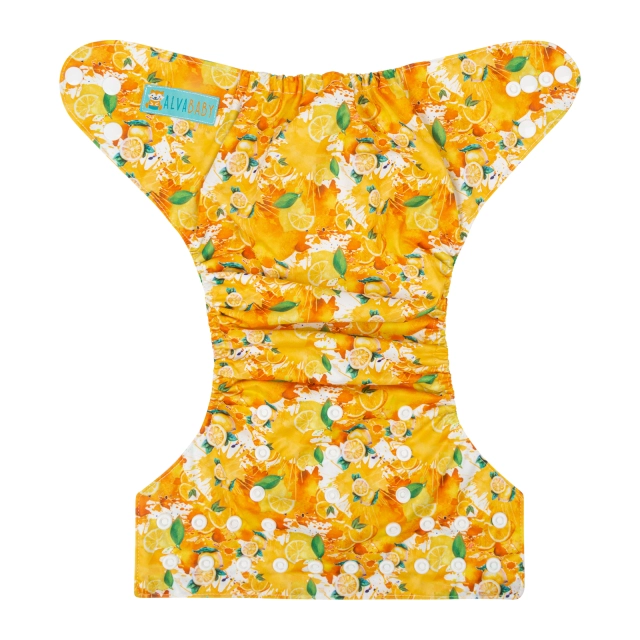 ALVABABY One Size Print Pocket Cloth Diaper-Yello Lemon(H333A)