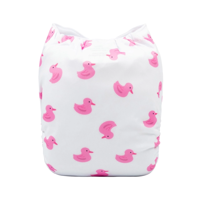 ALVABABY One Size Print Pocket Cloth Diaper -Pink ducks(H372A)