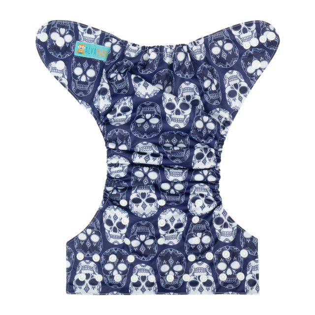 ALVABABY One Size Print Pocket Cloth Diaper-Skull (H332A)