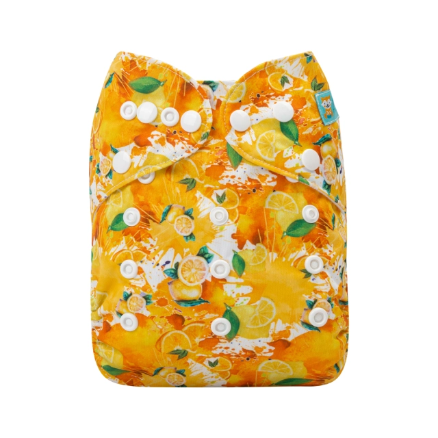 ALVABABY One Size Print Pocket Cloth Diaper-Yello Lemon(H333A)