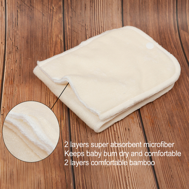 (Multi-packs) Snap 4-layer Bamboo&amp;Microfiber Inserts for AI2 Diapers