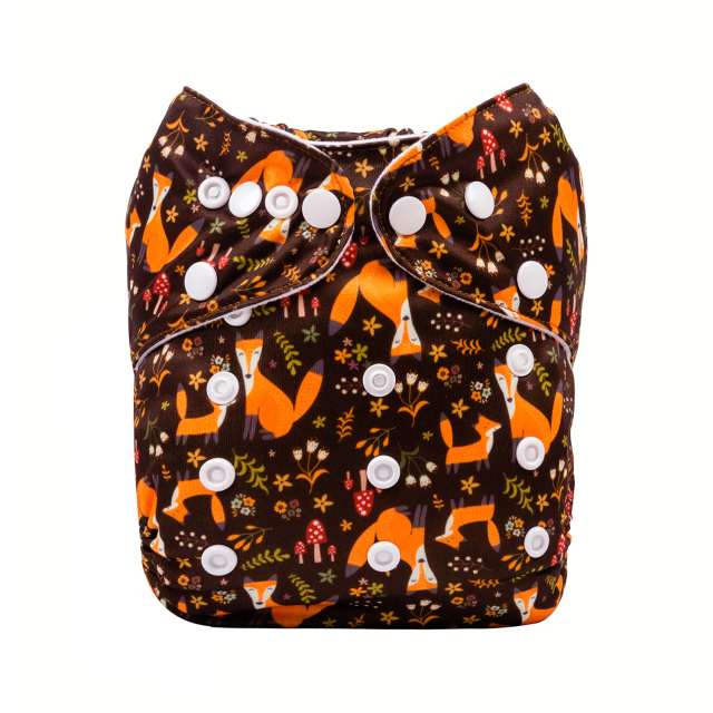 ALVABABY One Size Print Pocket Cloth Diaper-Foxes (H374A)