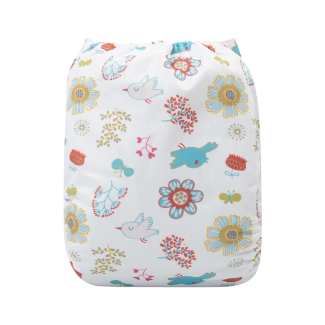 ALVABABY One Size Print Pocket Cloth Diaper-Birds and flowers (H341A)