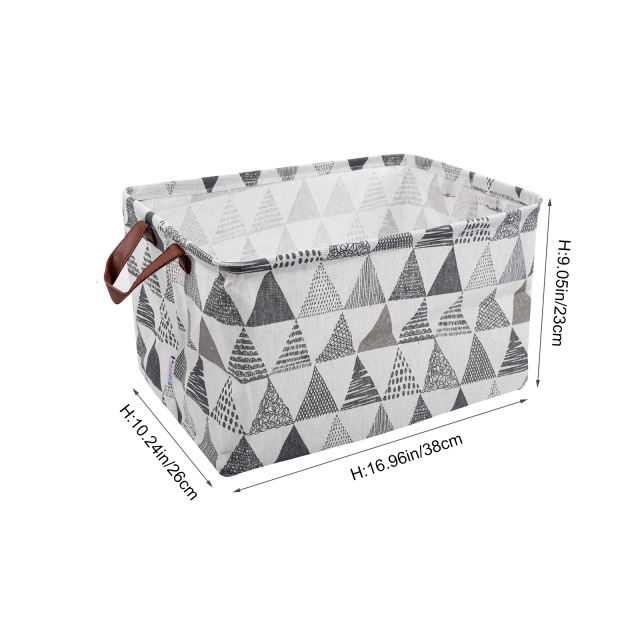 ALVABABY Collapsible Storage basket with Durable Handle, Rectangular Cotton Linen Waterproof Storage Bin (SN-F11A)