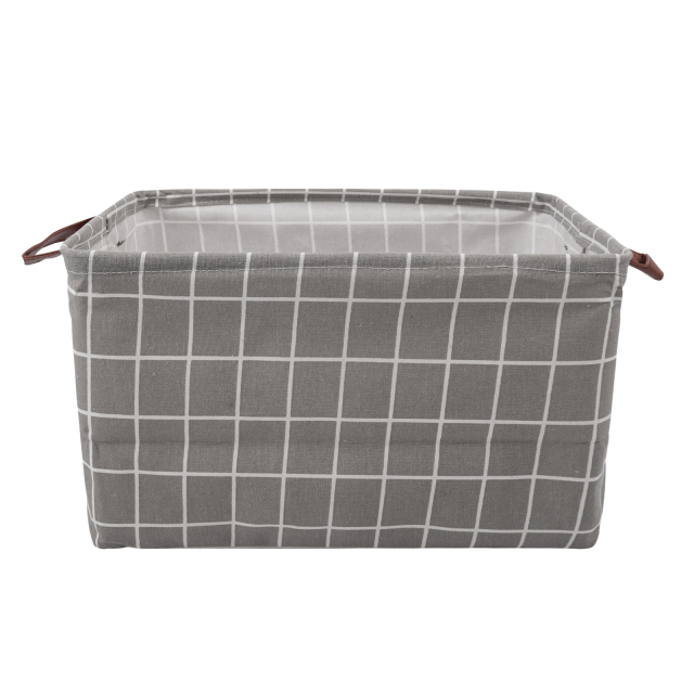 ALVABABY Collapsible Storage basket with Durable Handle, Rectangular Cotton Linen Waterproof Storage Bin (SN-F10)