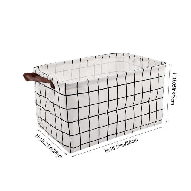 ALVABABY Collapsible Storage basket with Durable Handle, Rectangular Cotton Linen Waterproof Storage Bin (SN-F09)