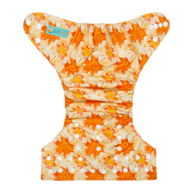 ALVABABY One Size Print Pocket Cloth Diaper -Maple leaves(H337A)
