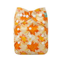 ALVABABY One Size Print Pocket Cloth Diaper -Maple leaves(H337A)