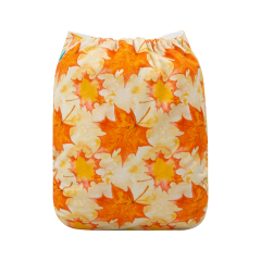 ALVABABY One Size Print Pocket Cloth Diaper -Maple leaves(H337A)