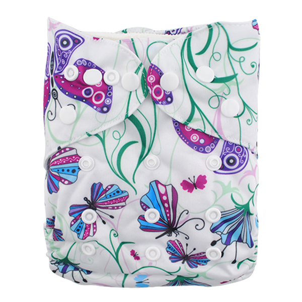 ALVABABY One Size Print Pocket Cloth Diaper -Butterfly(S09A)