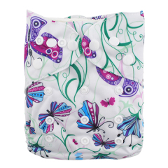ALVABABY One Size Print Pocket Cloth Diaper -Butterfly(S09A)