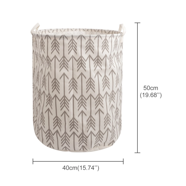 ALVABABY Collapsible Storage basket with Durable Handle, Round Cotton Linen Waterproof Storage Bin (SN-Y05)