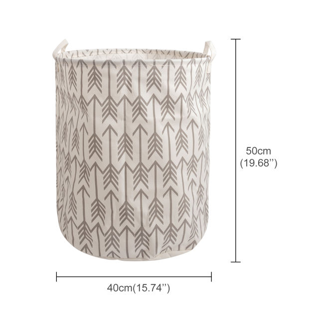 ALVABABY Collapsible Storage basket with Durable Handle, Round Cotton Linen Waterproof Storage Bin (SN-Y05)