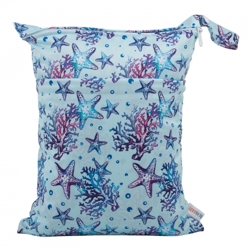 ALVABABY Diaper Wet/Dry Bag Waterproof Reusable with Two Zippered Pockets for Cloth Diapers, Swimsuits, Travel, and Gym (L-SW104A)