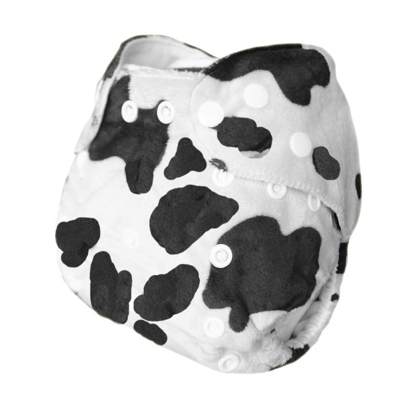 ALVABABY Print Cloth Diaper - One Size Adjustable Washable & Reusable Diaper for Babies and Toddlers -（Dairy Cow, A10A)