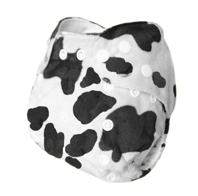 ALVABABY One Size Minky Pocket Cloth Diaper -Dairy Cow(A10A)