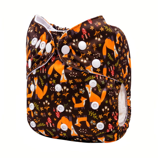 ALVABABY One Size Print Pocket Cloth Diaper-Foxes (H374A)