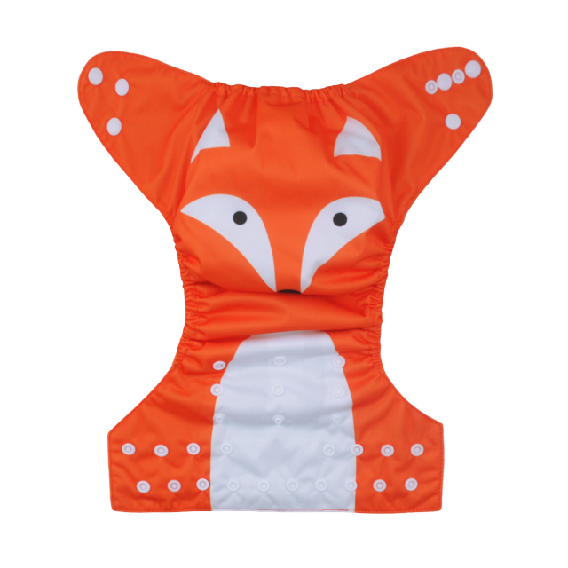 ALVABABY One Size Positioning Printed Cloth Diaper-Fox(YD82A)