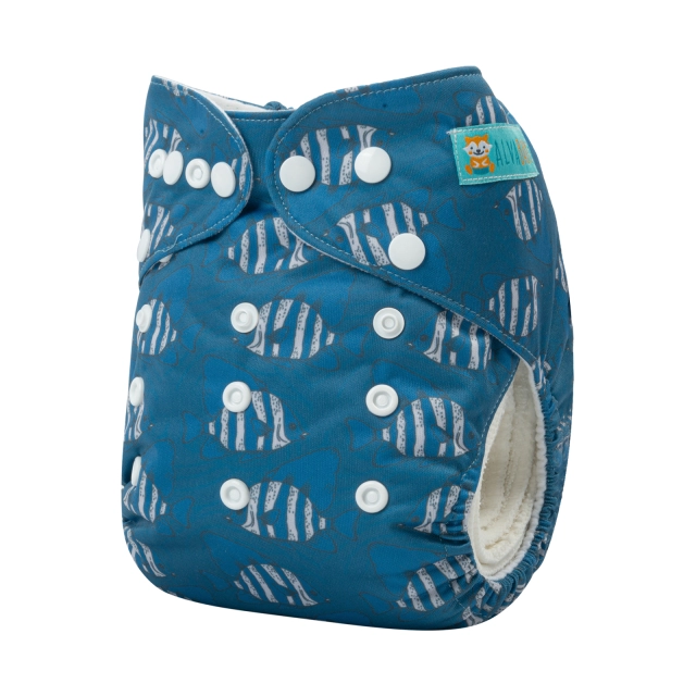 ALVABABY One Size Print Pocket Cloth Diaper -Fishes(H351A)
