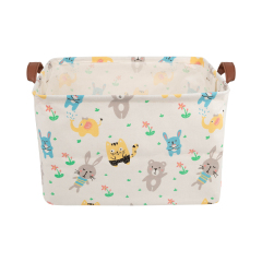 ALVABABY Collapsible Storage basket with Durable Handle, Rectangular Cotton Linen Waterproof Storage Bin (SN-F04)