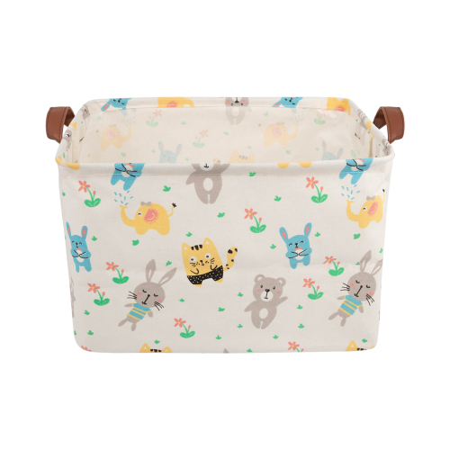 ALVABABY Collapsible Storage basket with Durable Handle, Rectangular Cotton Linen Waterproof Storage Bin (SN-F04)