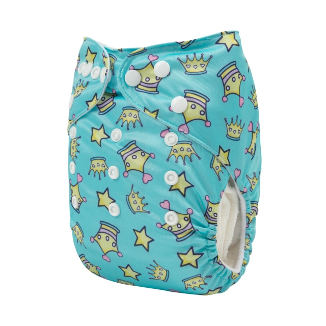 ALVABABY One Size Print Pocket Cloth Diaper-Crown (H383A)