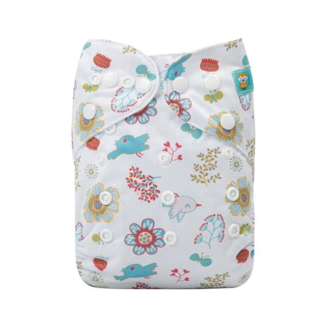 ALVABABY One Size Print Pocket Cloth Diaper-Birds and flowers (H341A)