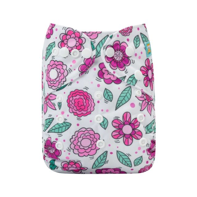 ALVABABY One Size Print Pocket Cloth Diaper -Flowers(H355A)