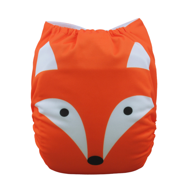 ALVABABY One Size Positioning Printed Cloth Diaper-Fox(YD82A)