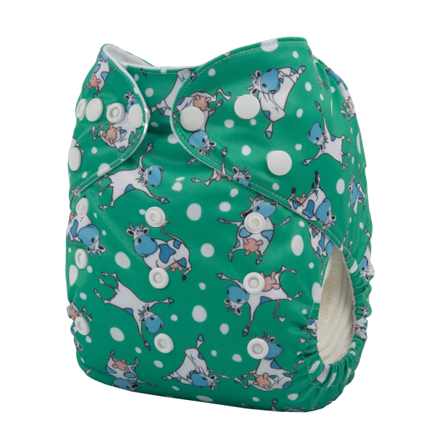 ALVABABY One Size Print Pocket Cloth Diaper-Cow (H371A)