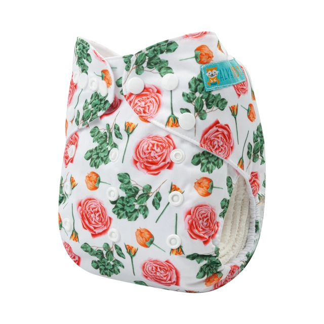 ALVABABY One Size Print Pocket Cloth Diaper-Flowers (H340A)