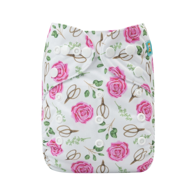 ALVABABY One Size Print Pocket Cloth Diaper-Flowers (H354A)