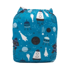 ALVABABY One Size Print Pocket Cloth Diaper- Rocket(H360A)